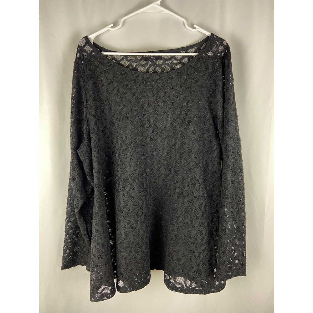 Lane Bryant Women's Size 22 Blouse Black Lace with Long Sleeves
